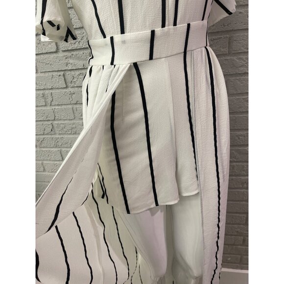 Crystal Doll Women Plunging V Neckline Stripe Maxi Romper Size 3 (juniors) - Picture 7 of 12